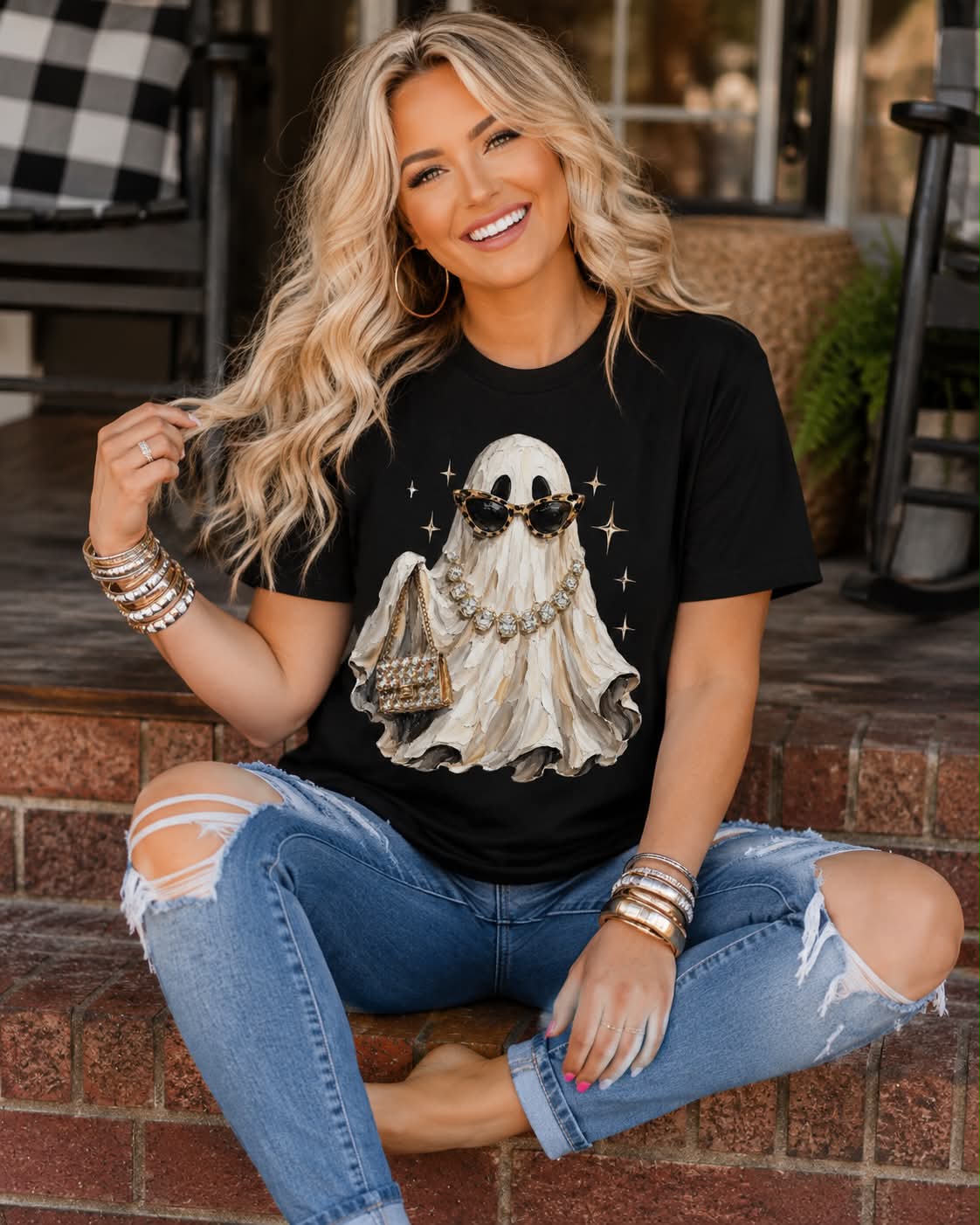 Painted Boujee Ghost - Black Comfort Color Unisex Graphic Tee