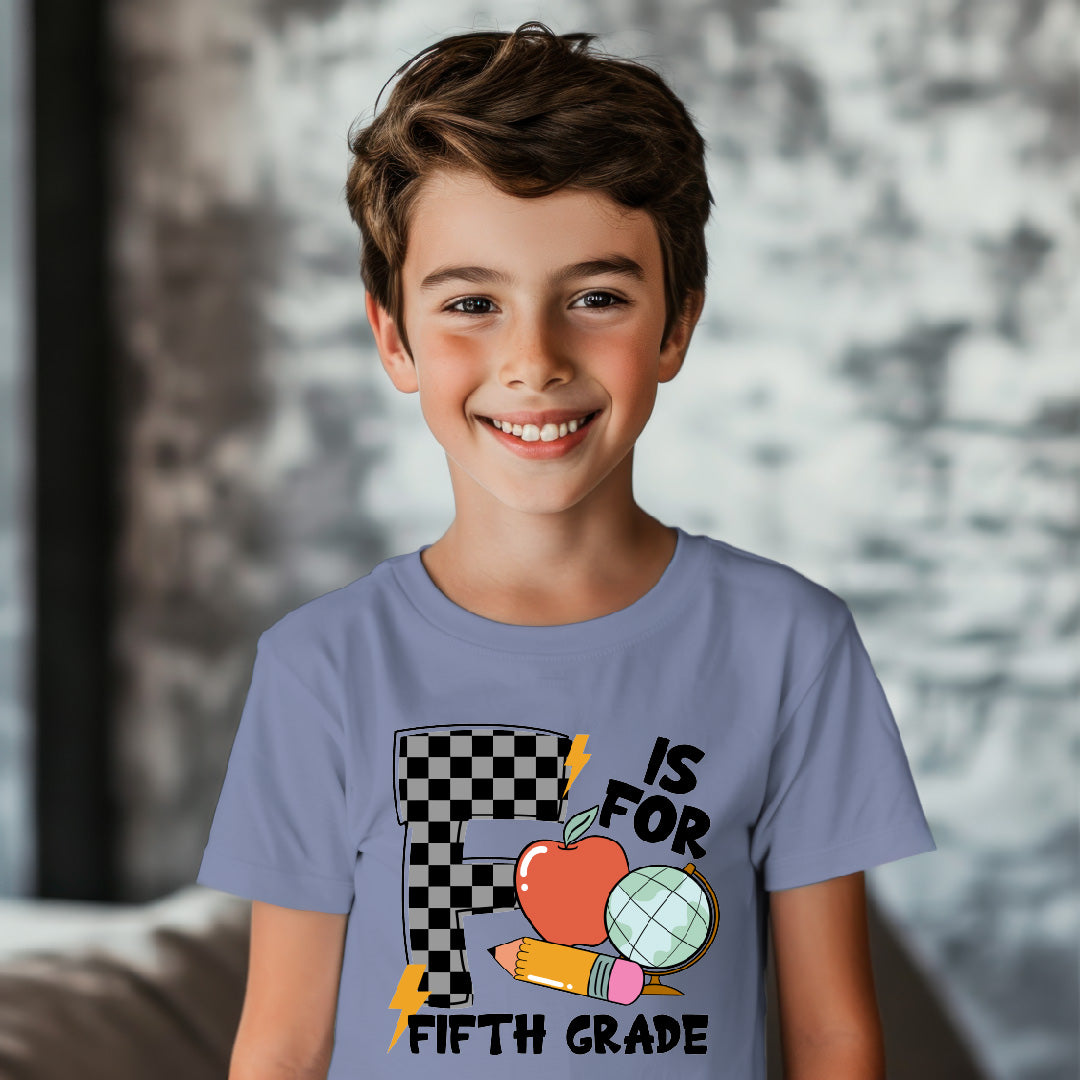 F is for Fifth Grade (Checkered)