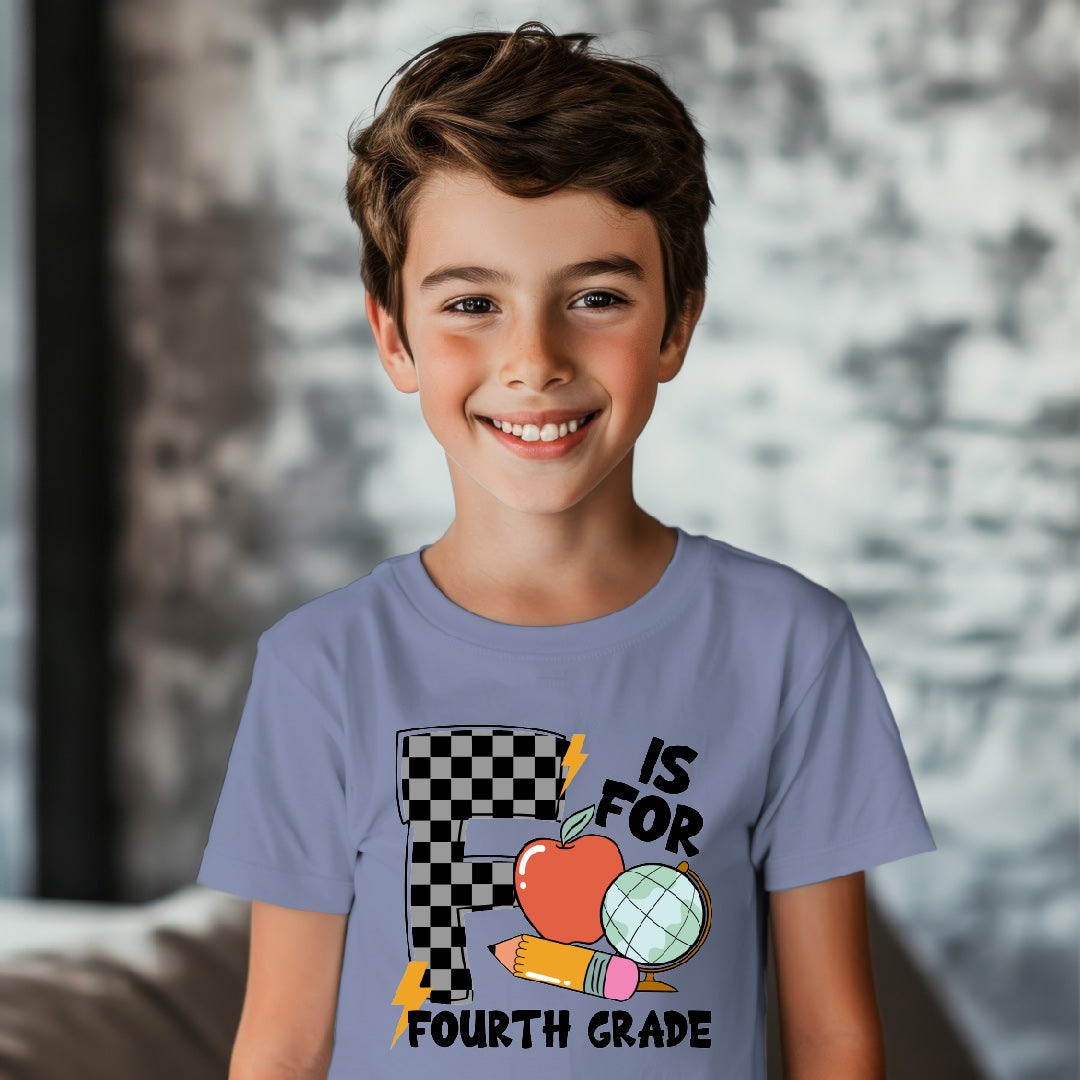 F is for Fourth Grade (Checkered)