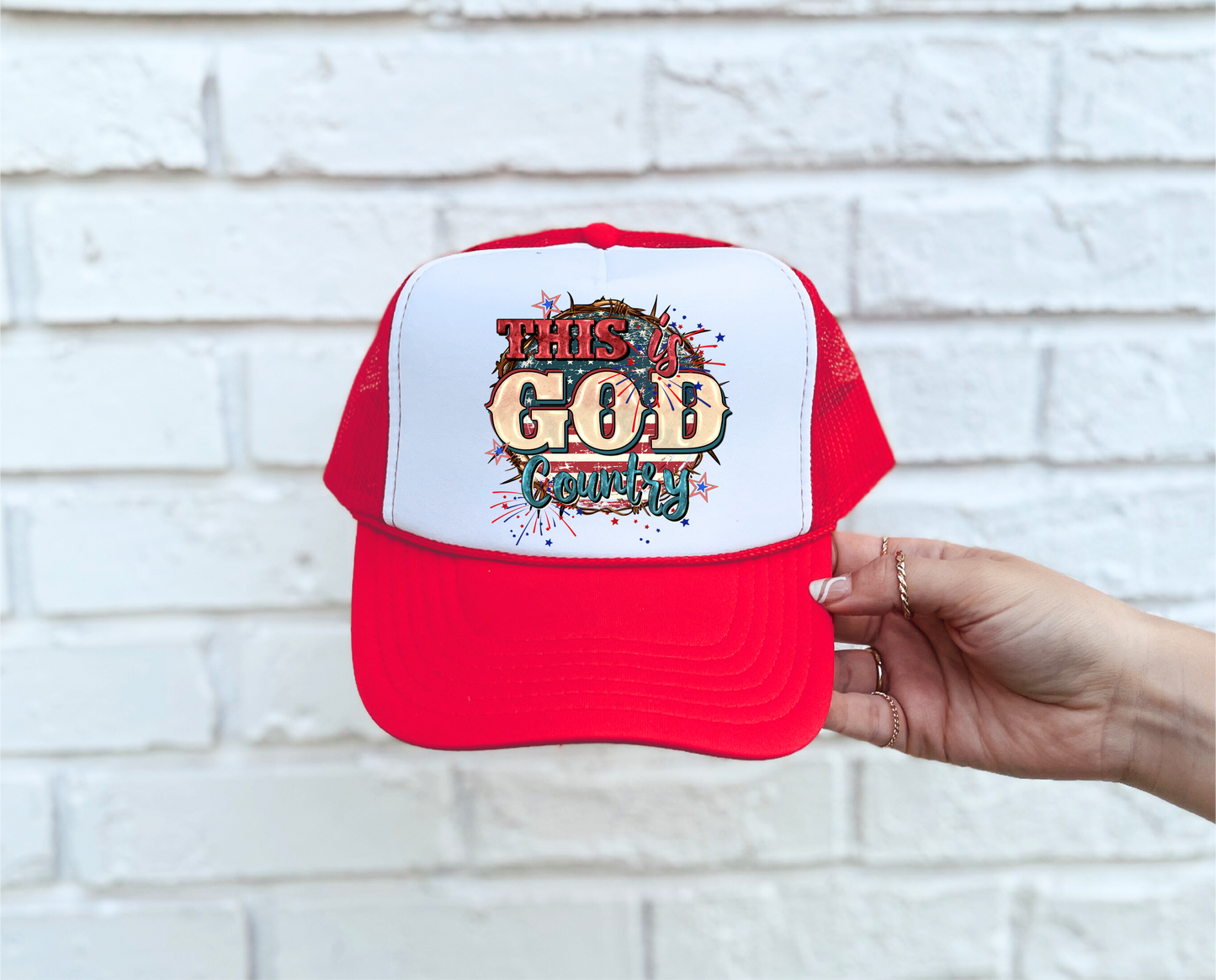God Country Red & White Trucker Hat