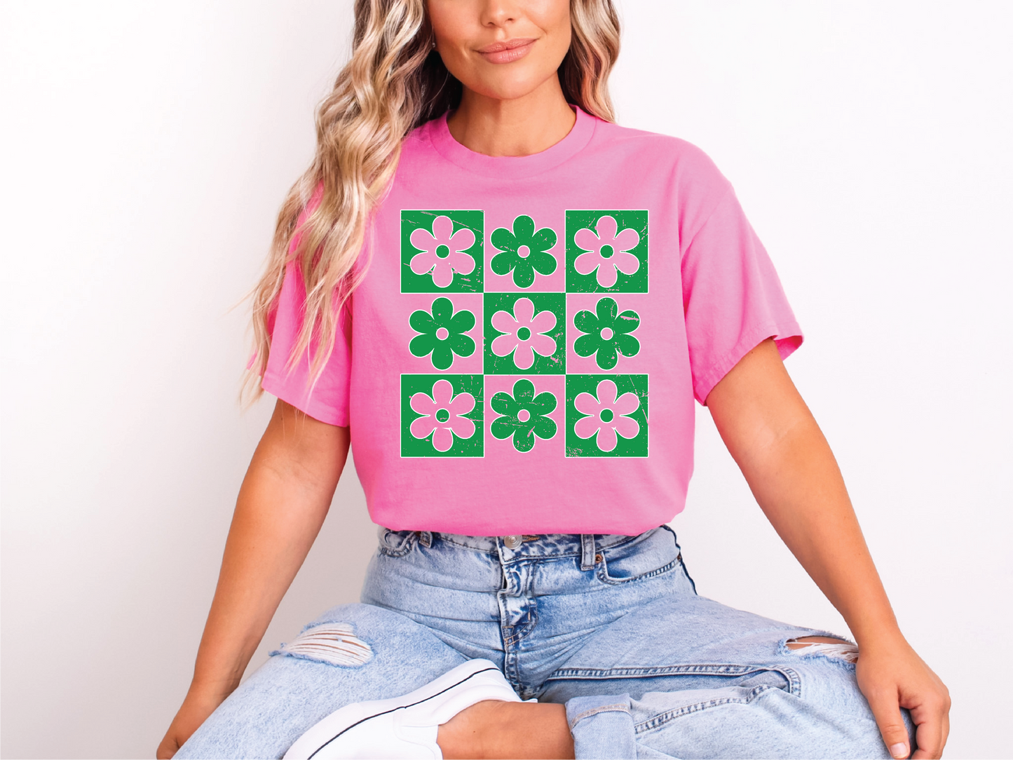 Green Checkered Floral