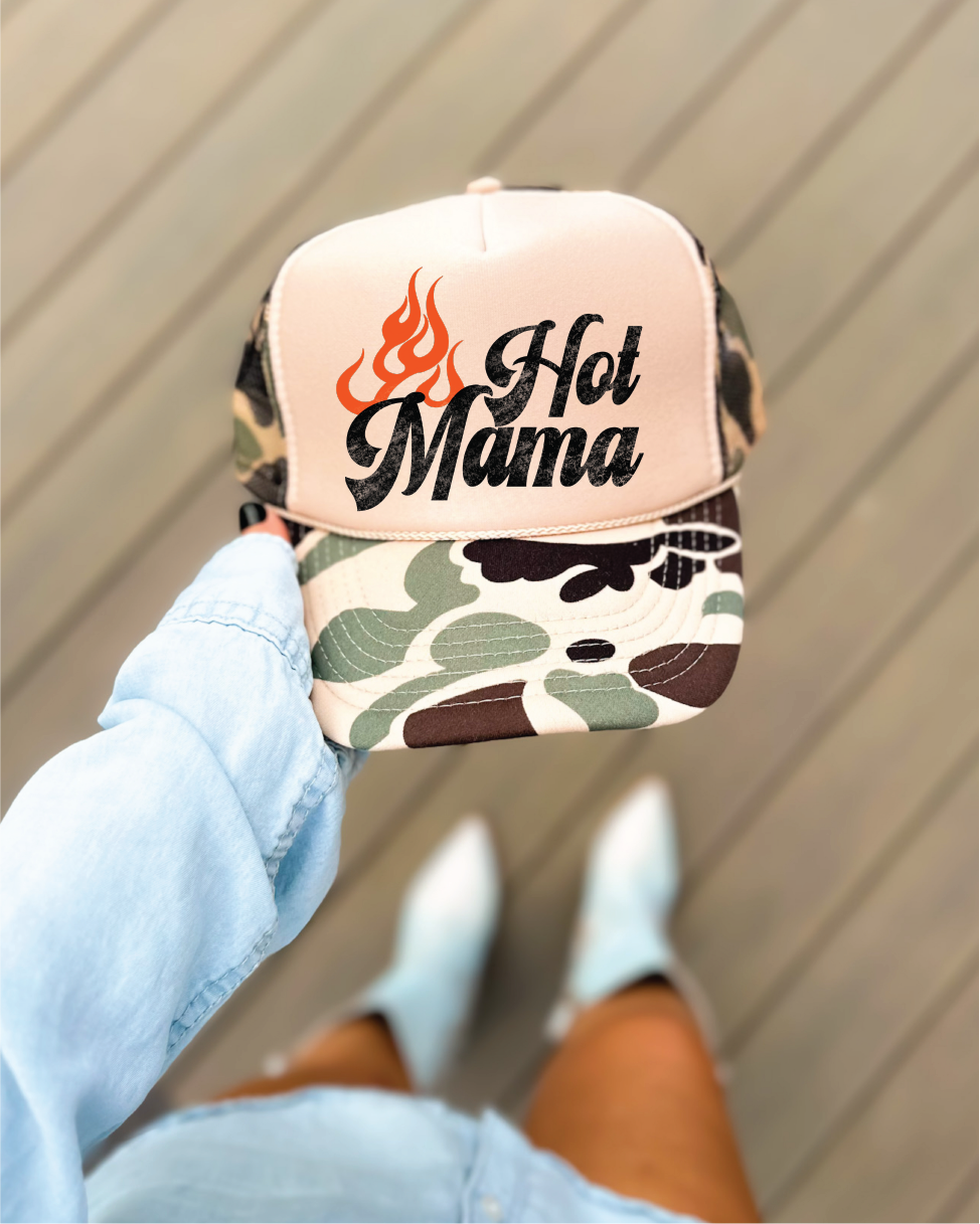 Hot Mama- Duck Camo and Tan Unisex Foam Trucker Hat