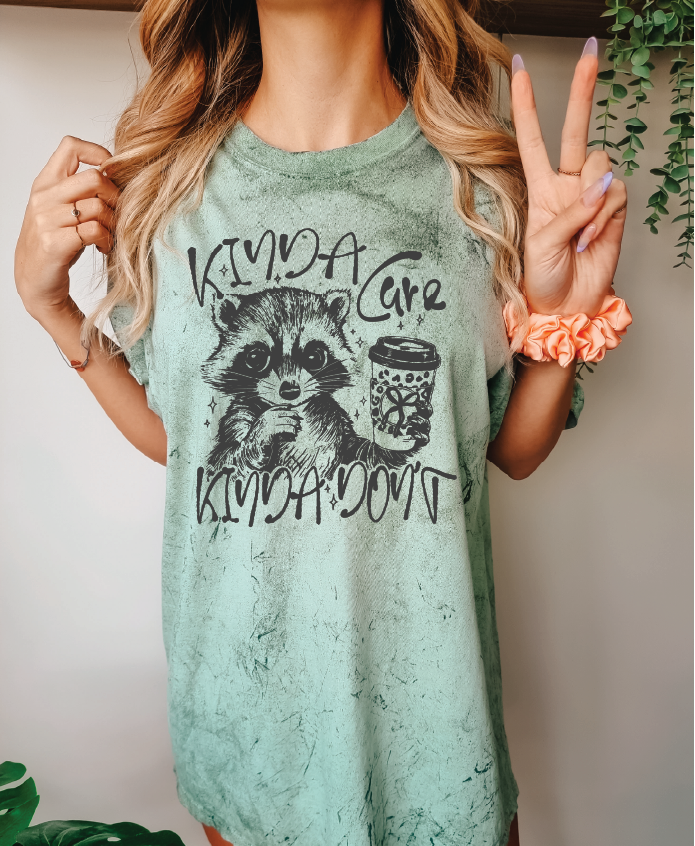 Kinda Care Kinda Dont - Fern Colorblast Comfort Color Unisex Graphic Tee