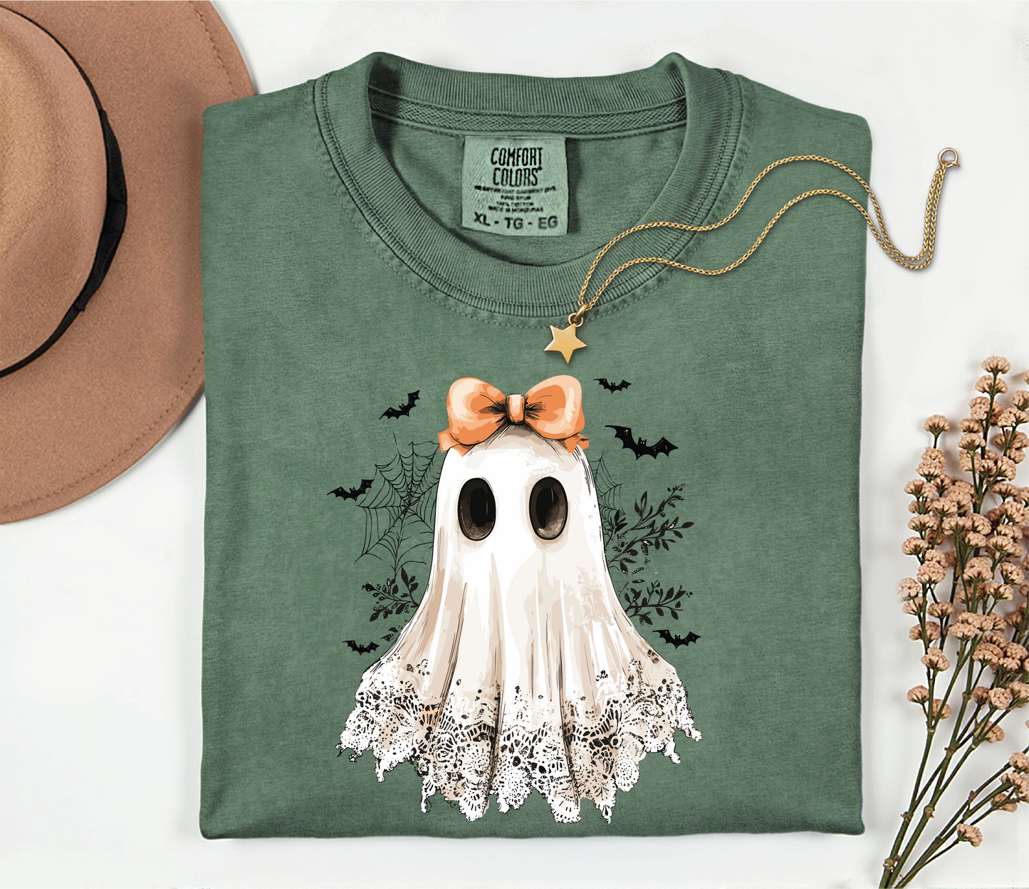Lace Ghost- Moss Comfort Color Unisex Graphic Tee