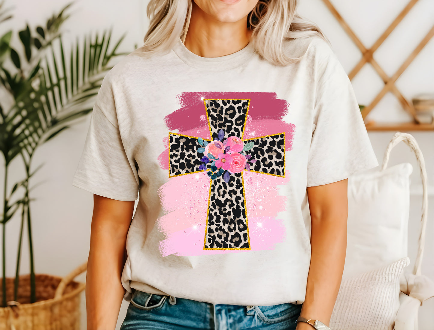 Leopard Floral Cross