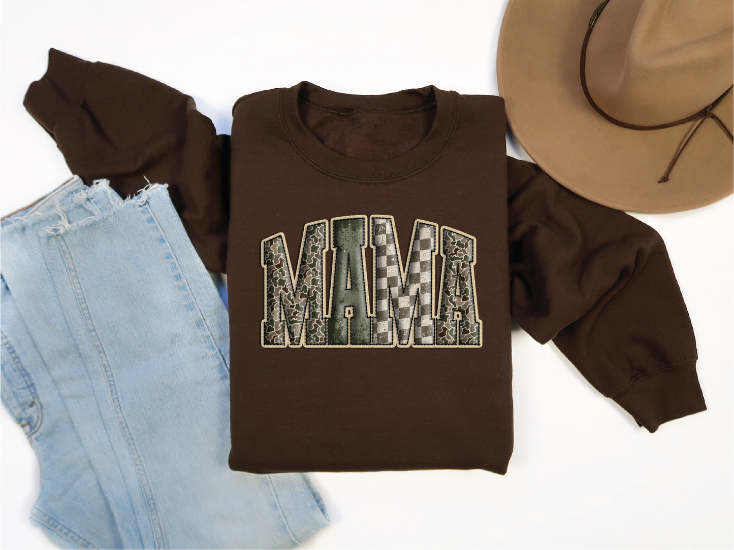 Mama Camo on Chocolate Brown Sweatshirt