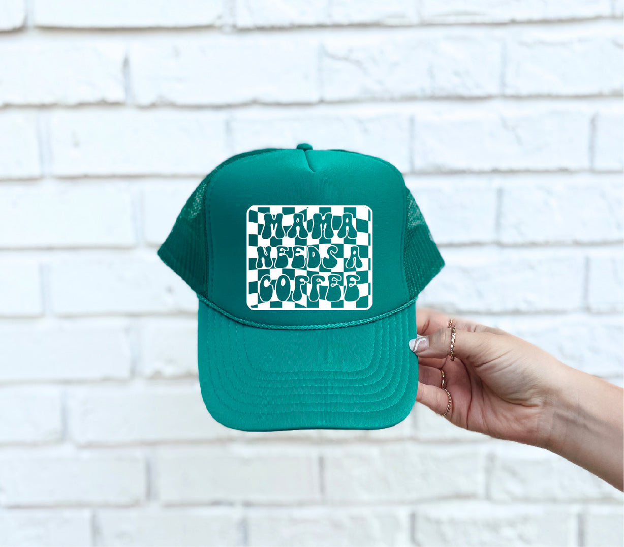 Mama Needs a Coffee Jade Trucker Hat