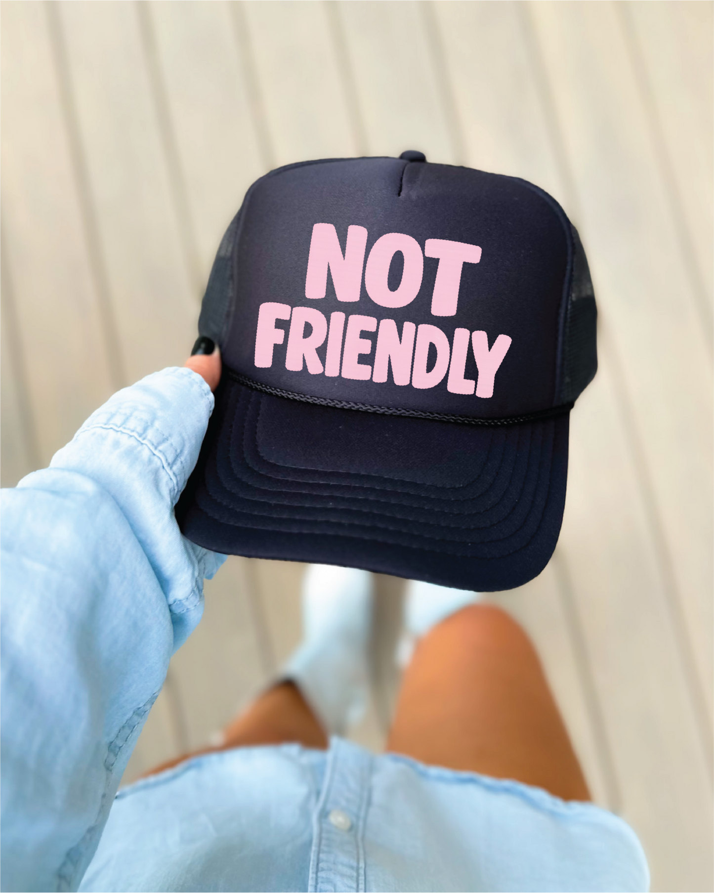 Not Friendly - Black Unisex Foam Trucker Hat
