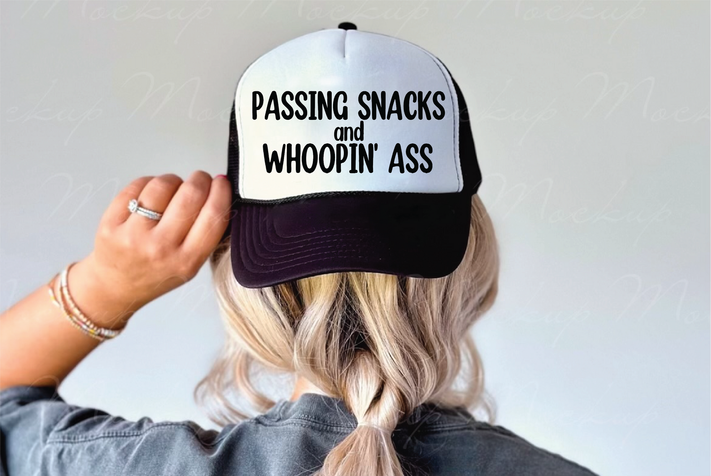 Passin' Snacks - Black and White Unisex Foam Trucker Hat