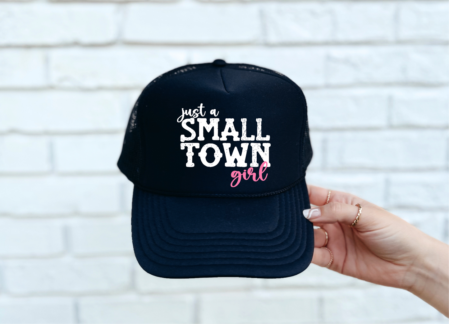 Small Town Girl Black Trucker Hat
