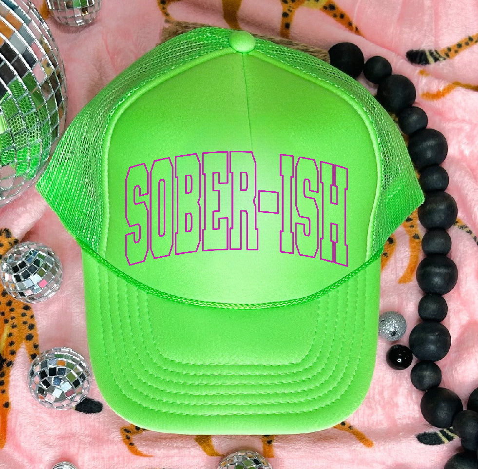 Sober-ish Neon Green Trucker Hat