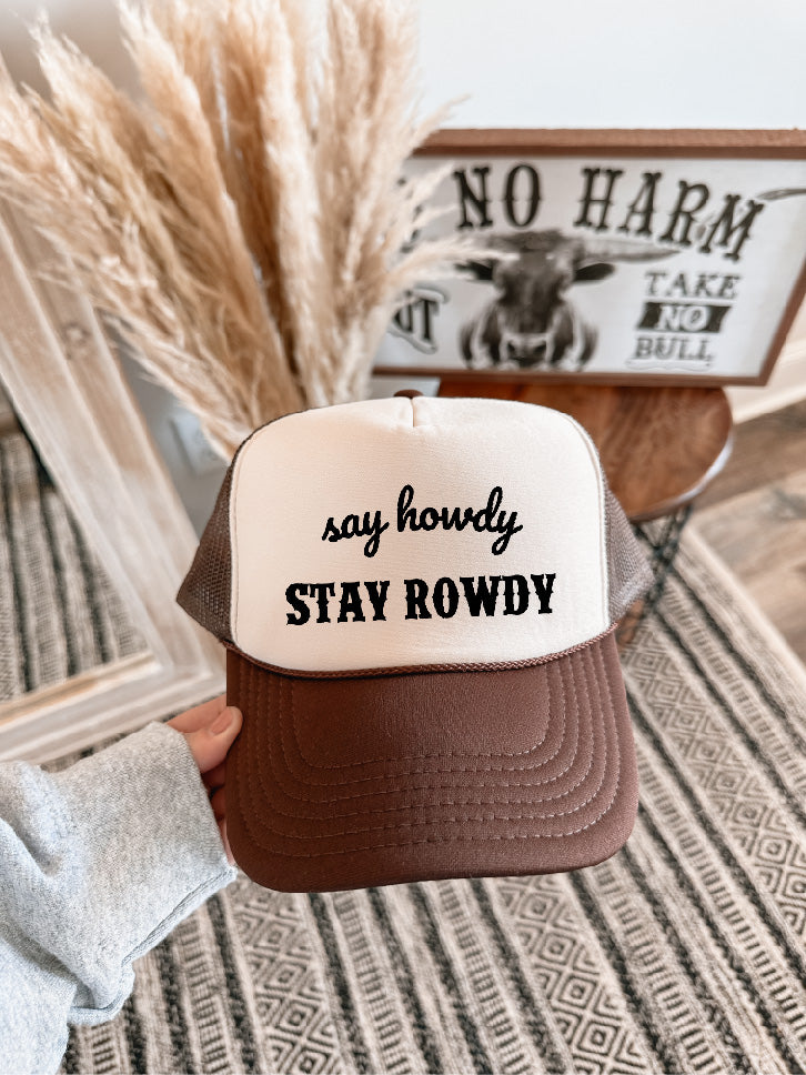 Stay Rowdy Brown & Tan Trucker Hat