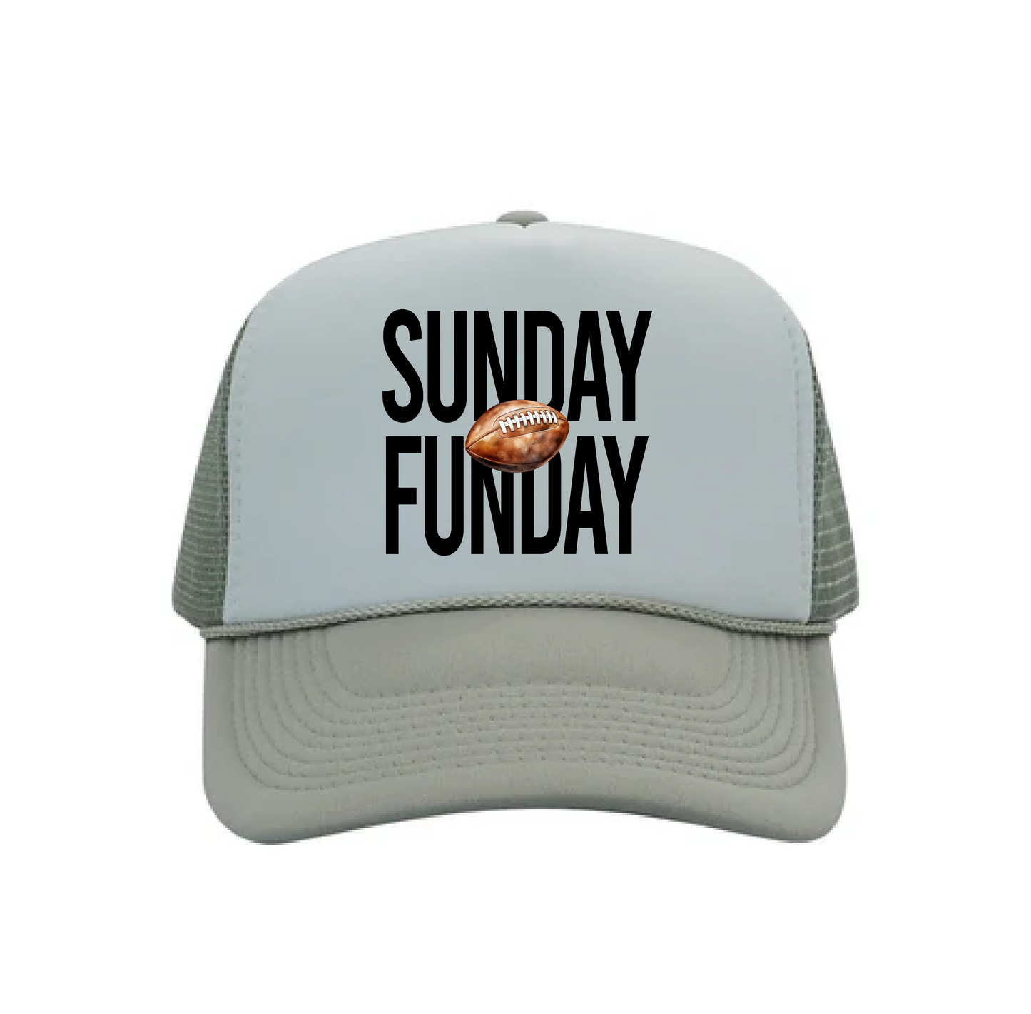 Sunday Funday Light Grey & White Trucker Hat