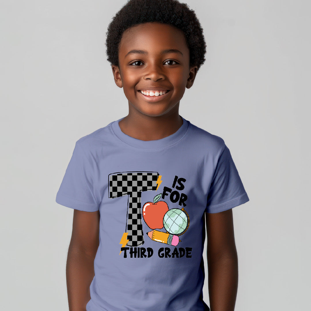 T is for Third Grade (Checkered)