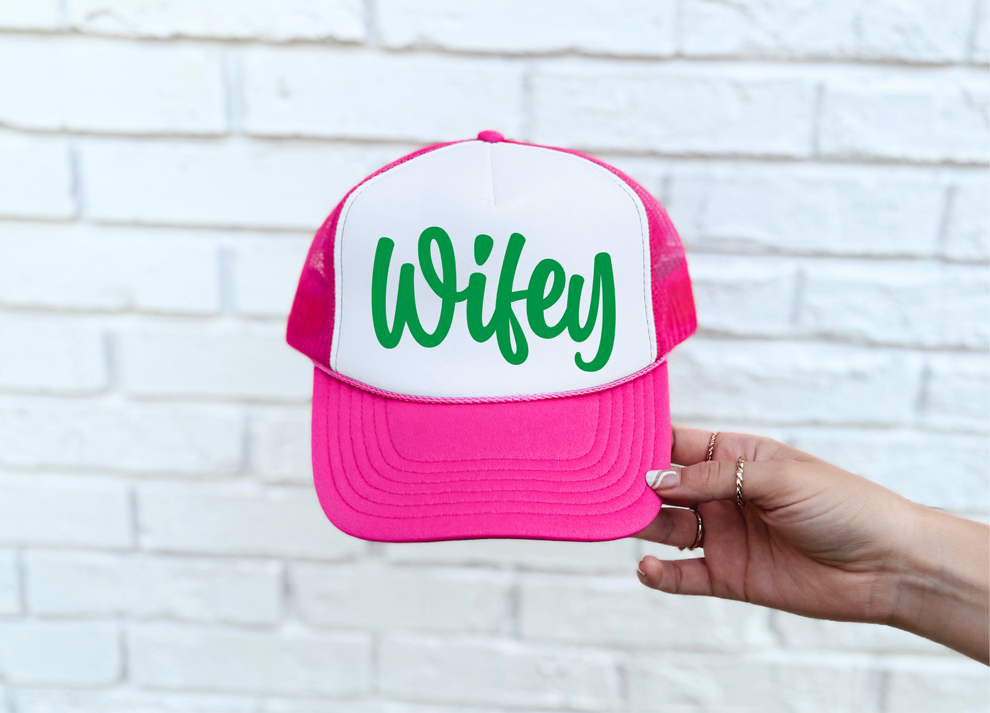 Wifey Neon Pink & White Trucker Hat