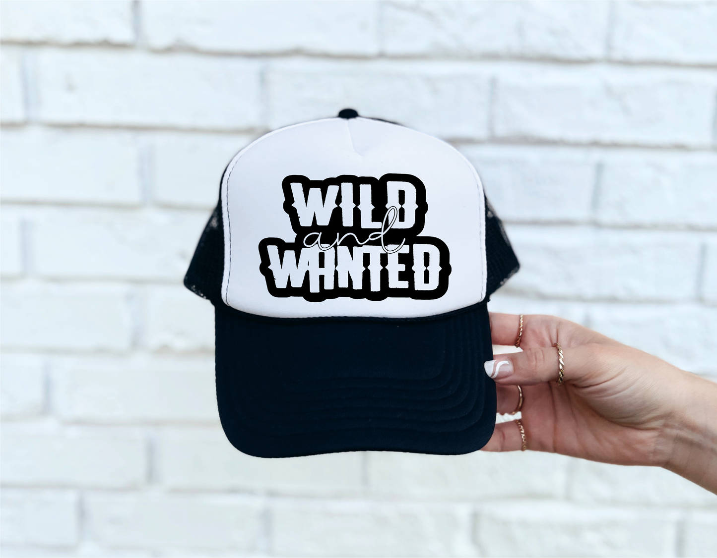 Wild and Wanted Black & White Trucker Hat