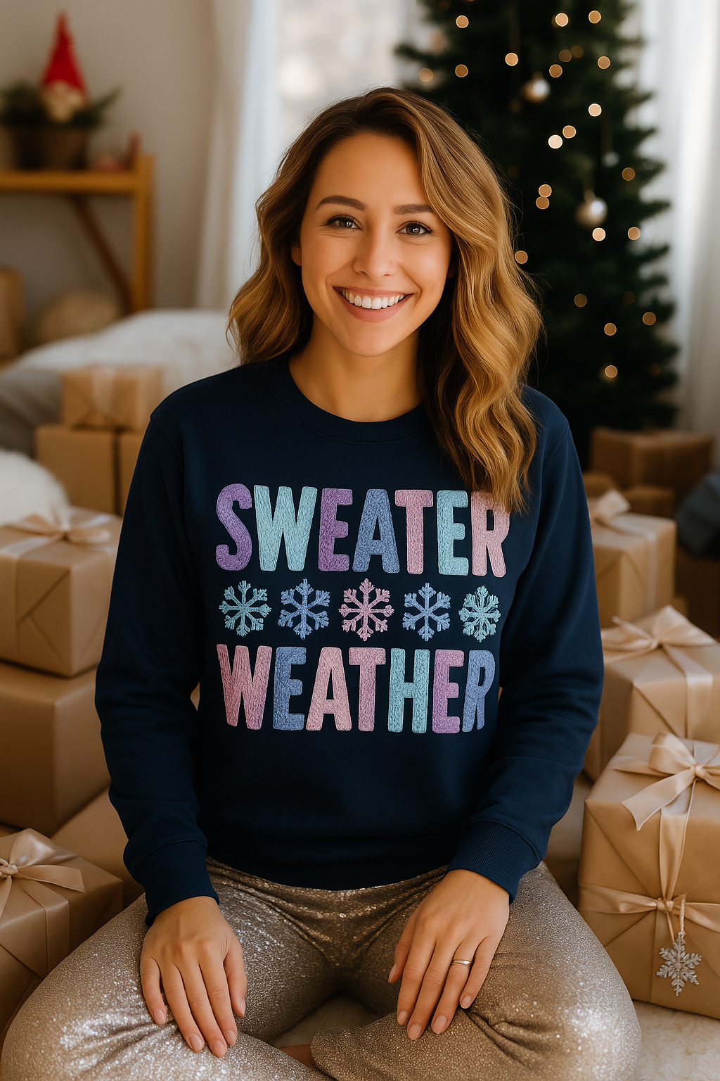 Faux Yarn Sweater Weather - Unisex Graphic Sweatshirt