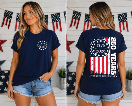 250 Years USA Flag- Comfort Color Unisex Graphic Tee