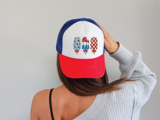 USA Ice Cream- Unisex Red,White, and Blue Foam Trucker Hat