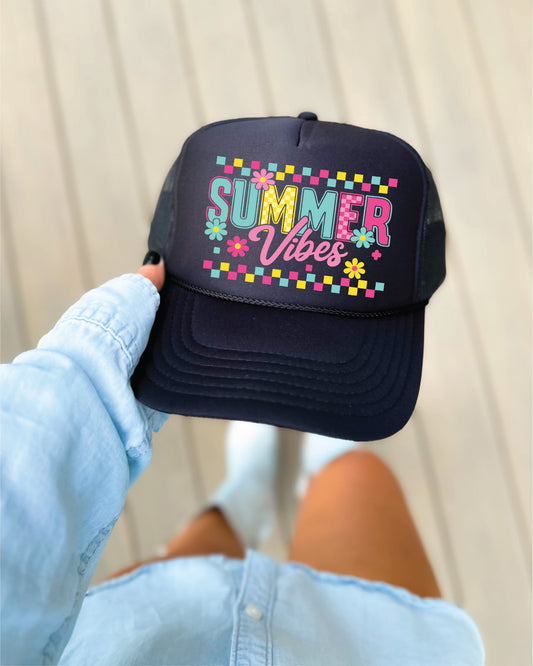 Summer Vibes Black Unisex Foam Trucker Hat