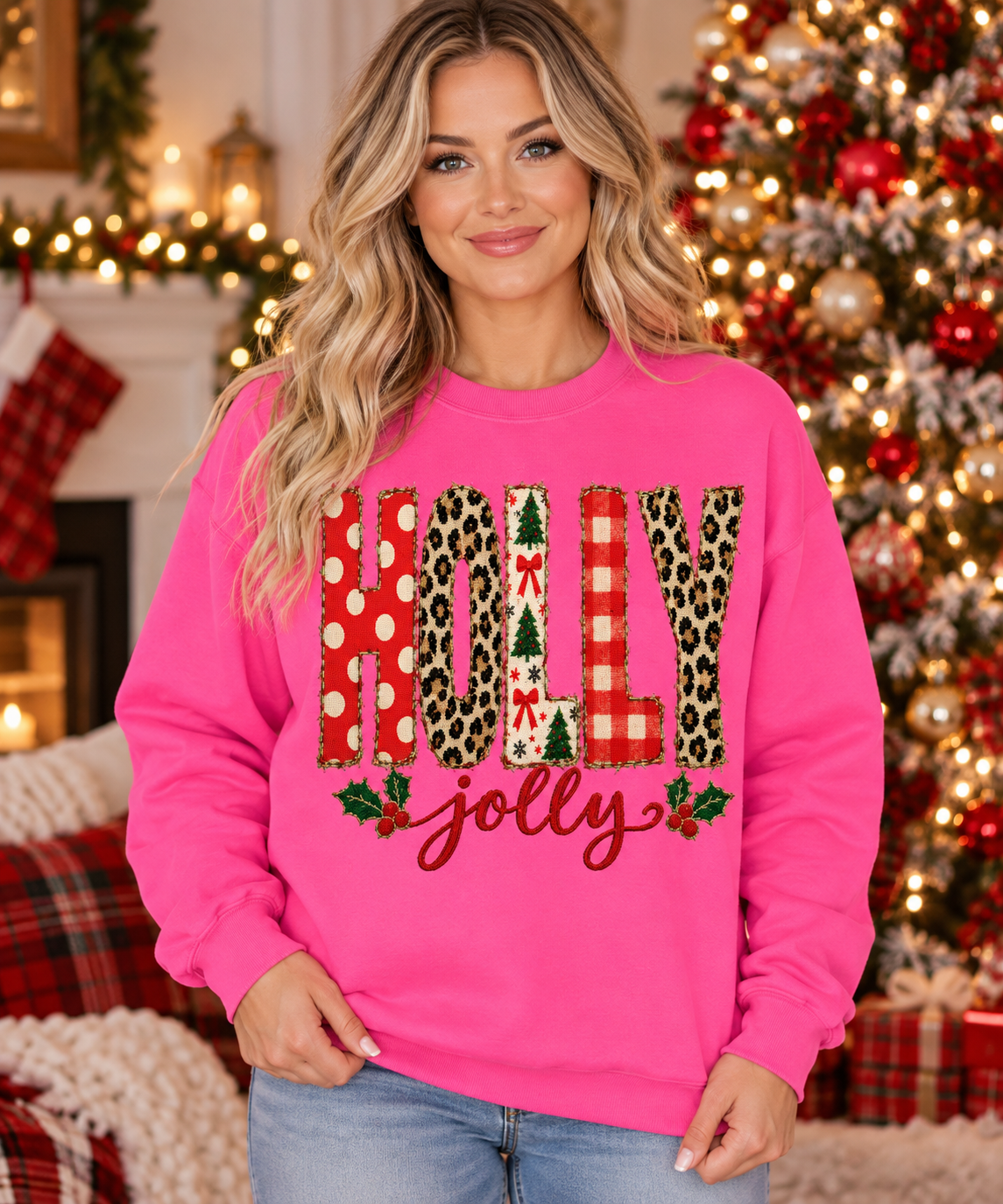 HOLLY JOLLY - UNISEX GRAPHIC SWEATSHIRT OR TEE