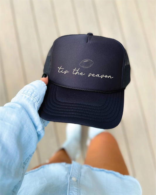 Tis The Season Football- Black Unisex Foam Trucker Hat