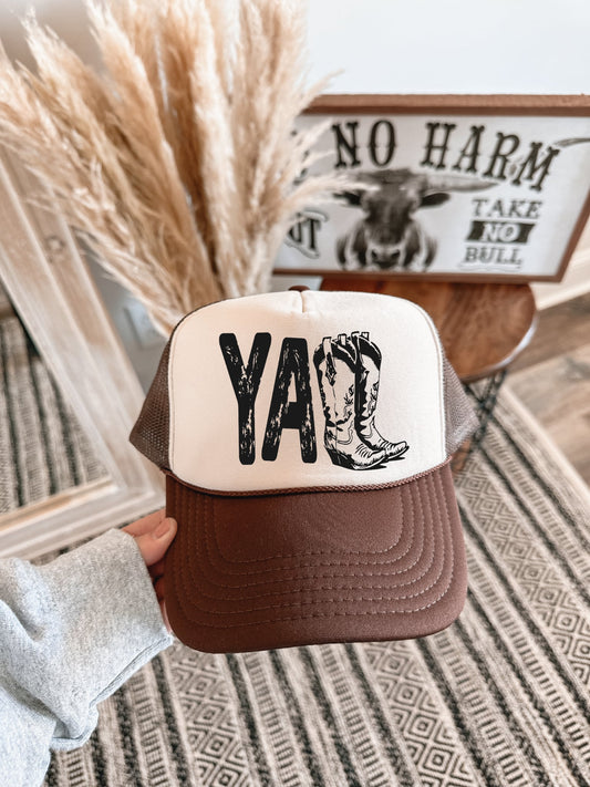 Yall Boots Unisex Brown & Tan Unisex Foam Trucker Hat