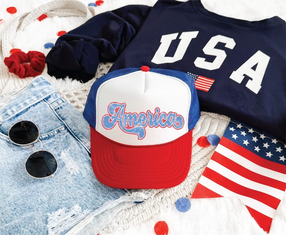 America - Unisex Red, White, and Blue Foam Trucker Hat