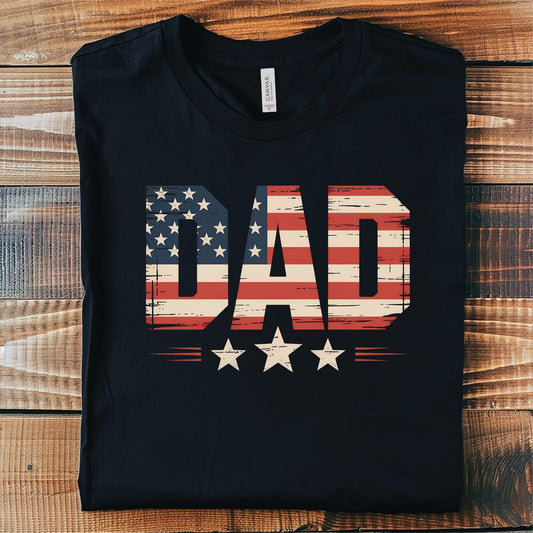 American Flag Dad- Black Unisex Graphic Tee