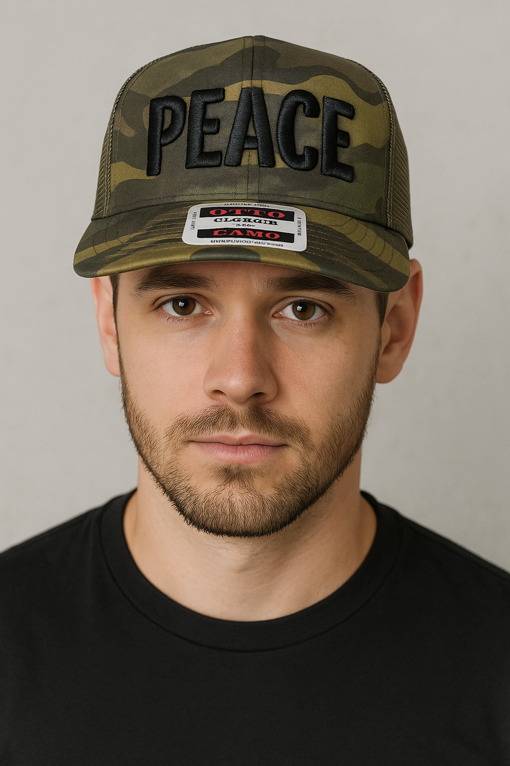PEACE PUFF EMBROIDERY - UNISEX TRUCKER HAT
