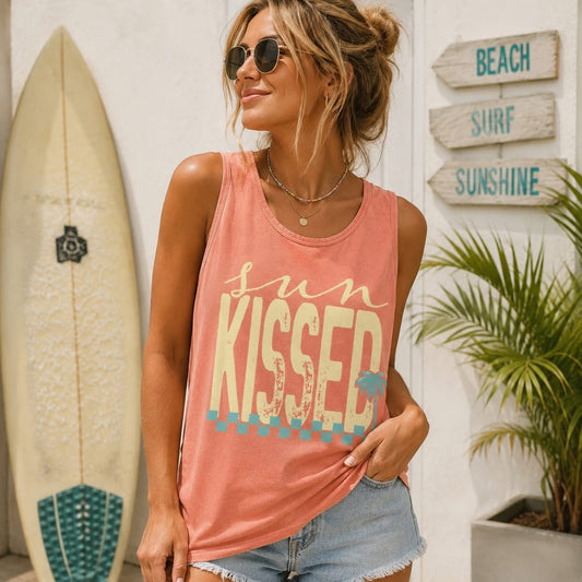 Sunkissed- Melon Comfort Color Unisex Graphic Tank Top