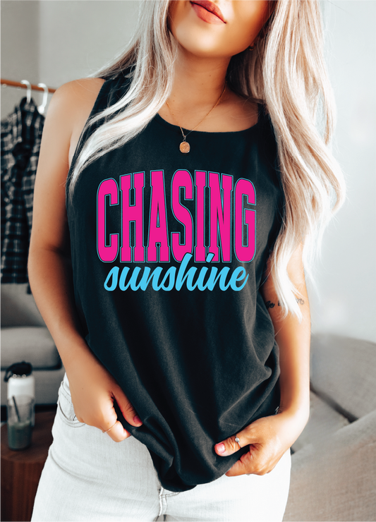Chasing Sunshine- Black Comfort Color Unisex Tank Top