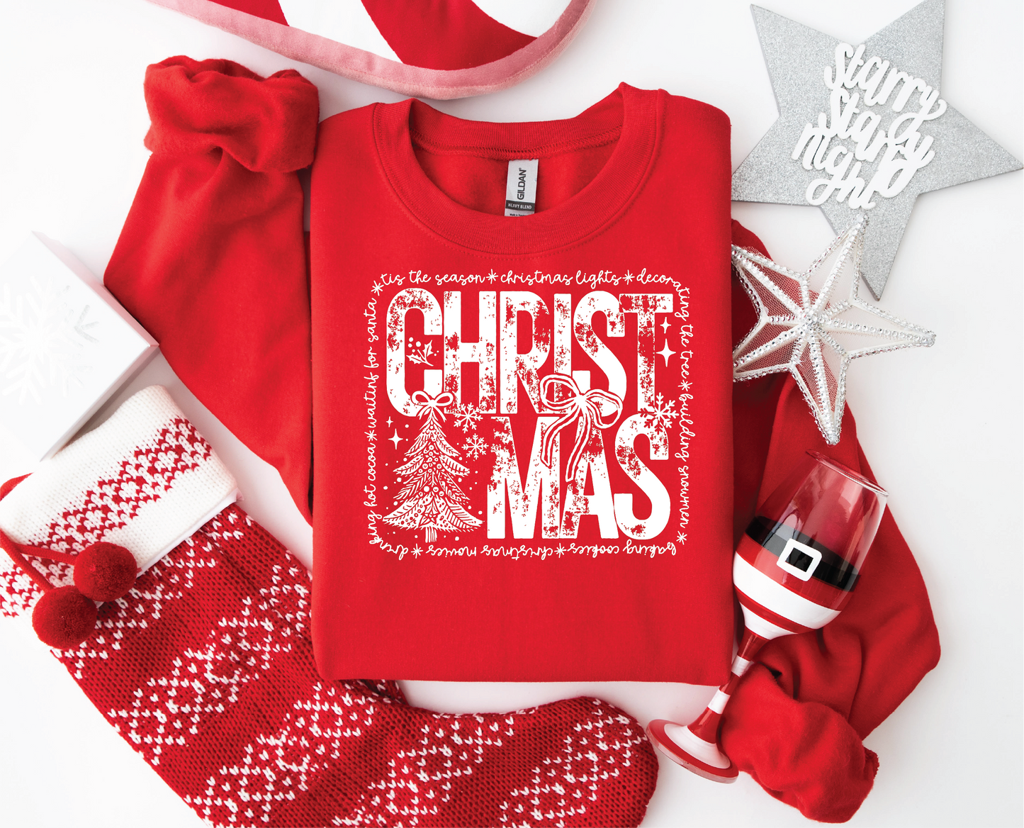 Christmas on Red - Unisex Graphic Sweatshirt
