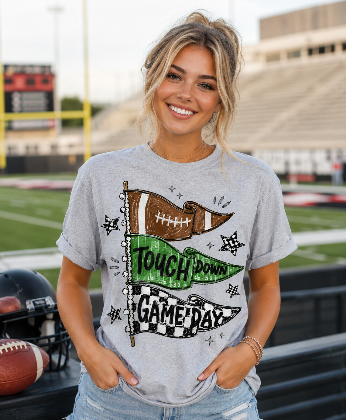 Football Game Day Pennant Flags - Unisex Graphic Tee