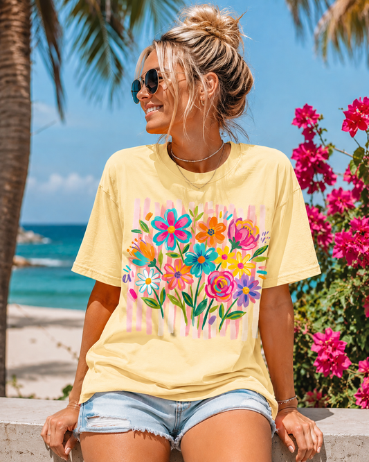 Summer Floral - Comfort Color Butter UNISEX Tee