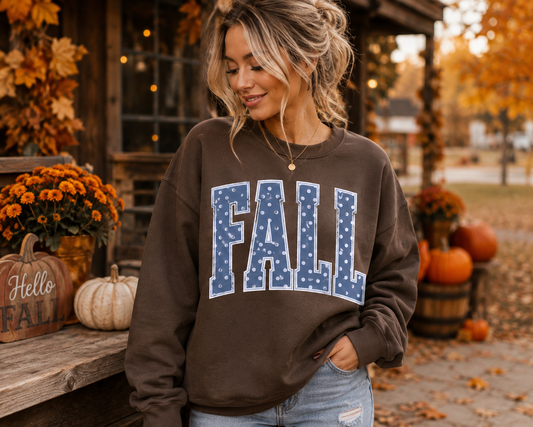 FALL BLUE POLKA DOT  - UNISEX GRAPHIC SWEATSHIRT