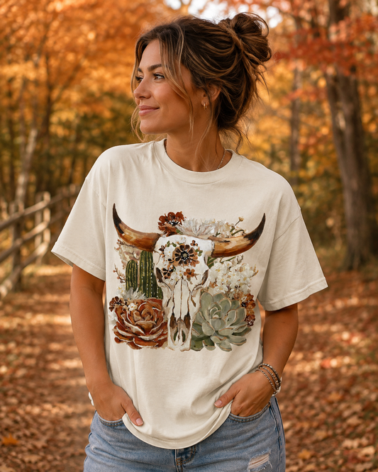 FALL SKULL- Ivory Comfort Color Unisex Graphic Tee