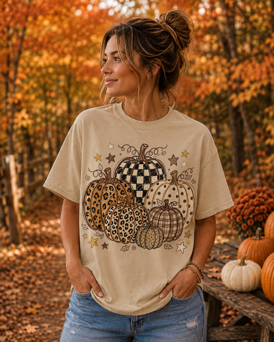 FALL PUMPKINS- TAN Comfort Color Unisex Graphic Tee