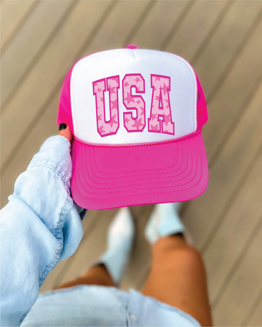 Pink Star USA Hot Pink & White Unisex Foam Trucker Hat