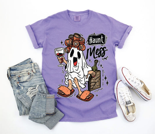Haunt Mess- Violet Comfort Color Unisex Graphic Tee