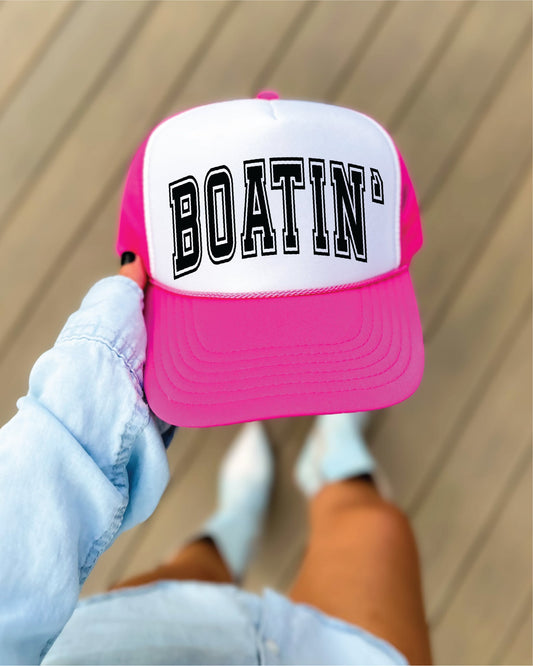 Boatin Hot Pink & White Unisex Foam Trucker Hat