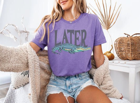 Later Gator Heather Purple Unisex Graphic Tee