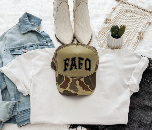 FAFO-Camo and Olive Unisex Foam Trucker Hat