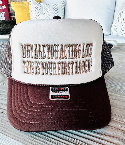 First Rodeo Brown & Tan Embroidered Trucker Hat