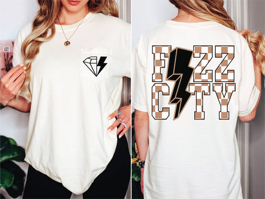 FIZZ CITY Checkered Pocket Tee
