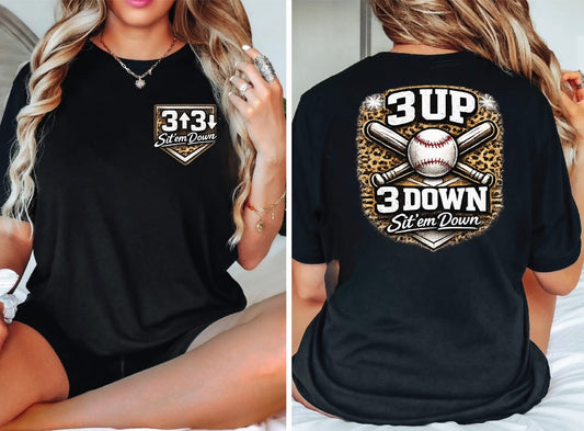 3 Up 3 Down Baseball- Comfort Color Unisex Graphic Tee