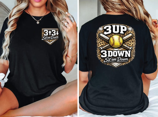 3 Up 3 Down Softball- Comfort Color Unisex Graphic Tee