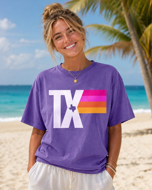 Texas Stripes- Comfort Color Grape UNISEX Tee