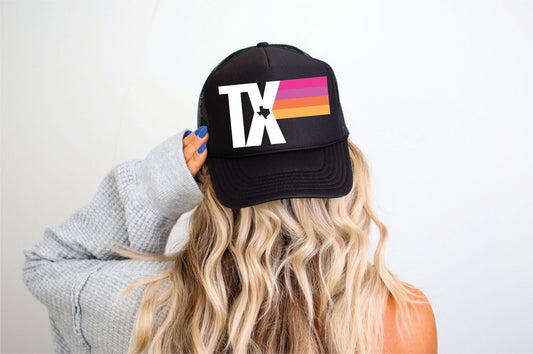 Texas Stripes -Black Unisex Foam Trucker HAT