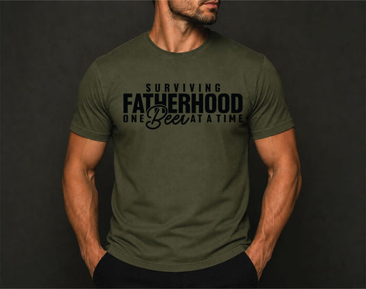 Surviving Fatherhood- Military Green Unisex Graphic Tee